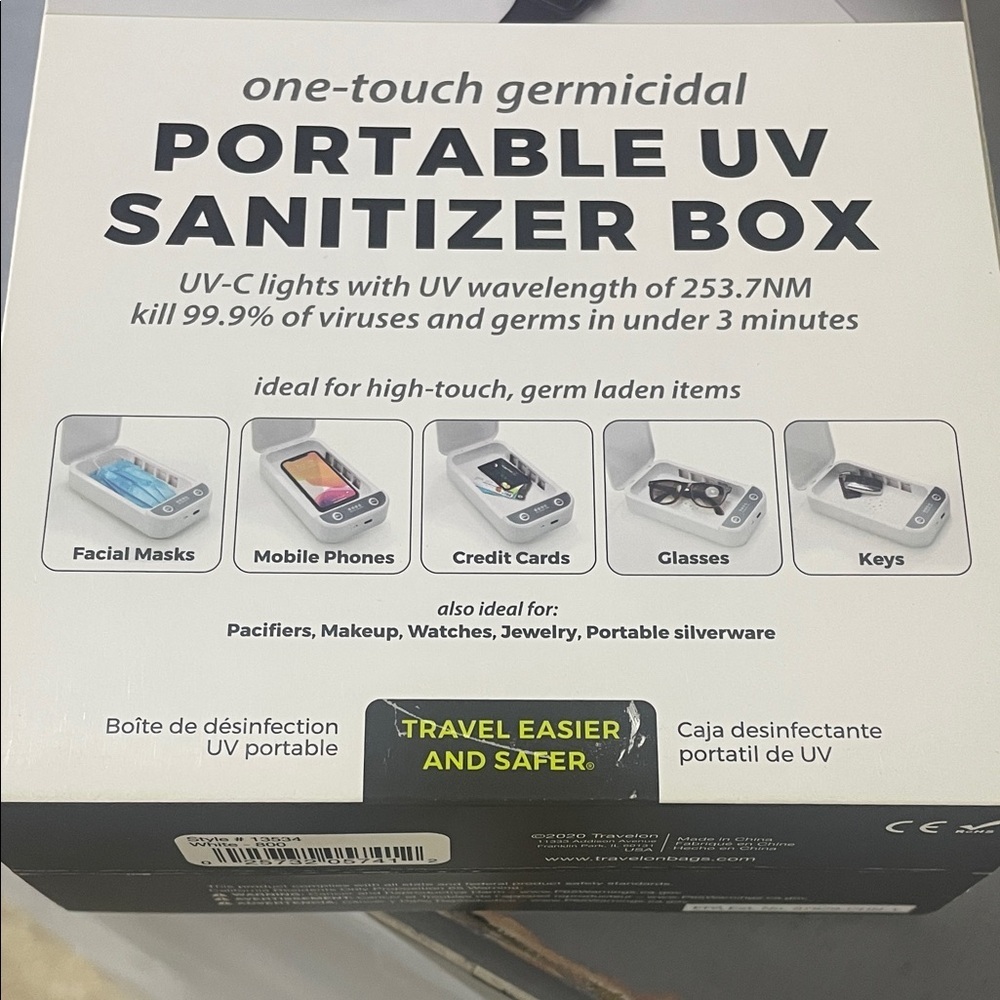 Travelon Portable Germicidal UV Sanitizer Box-NWT! - Picture 6 of 6